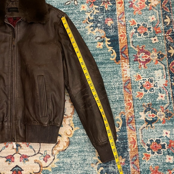 Brown Leather Bomber Jacket - Picture 6 of 11